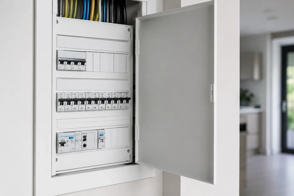 Moderne meterkast in woning voor veilige stroomvoorziening