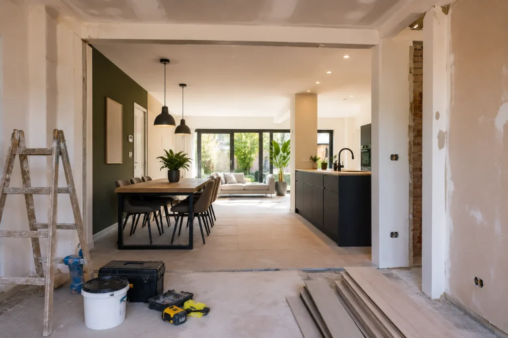 Renovatie Gorinchem van een moderne woning met open keuken en lichte woonruimte