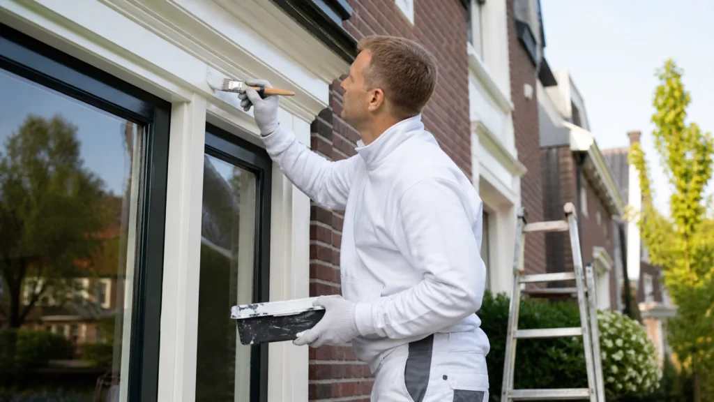 Stukadoor Gorinchem werkt een muur strak af in een moderne woning