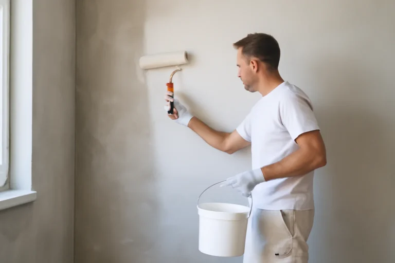 Voorstrijk stucwerk aanbrengen met roller voor optimale hechting