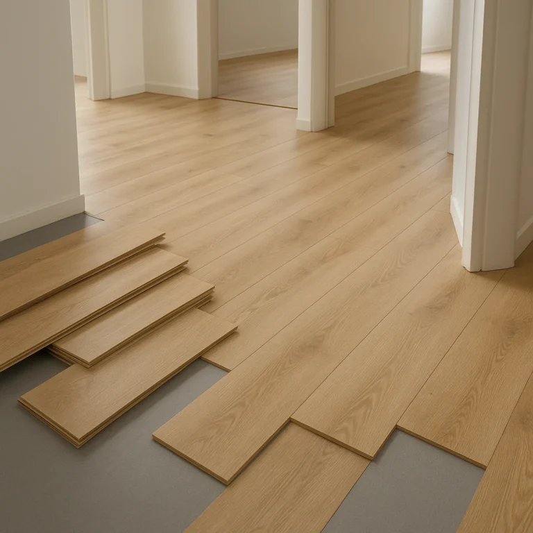 Laminaatvloer in lichte houttint die naadloos doorloopt tussen meerdere kamers