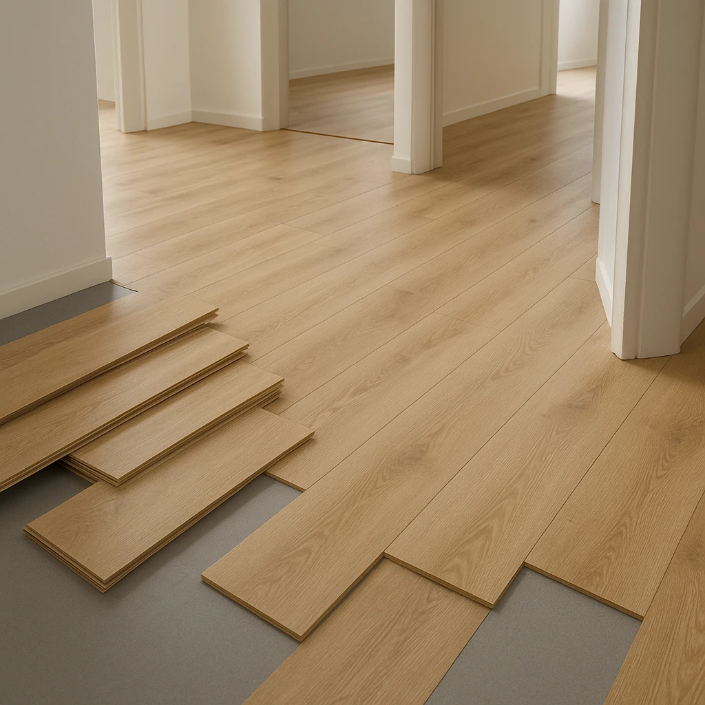 Laminaatvloer in lichte houttint die naadloos doorloopt tussen meerdere kamers