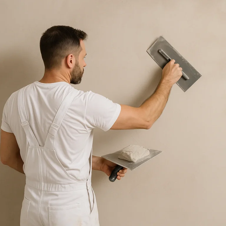 Stukadoor brengt zorgvuldig pleister aan op binnenmuur voor strak resultaat