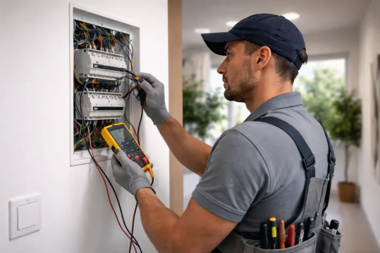 elektricien Gorinchem voert controle uit in meterkast voor snelle hulp bij elektra problemen en veilige aanpassingen in huis