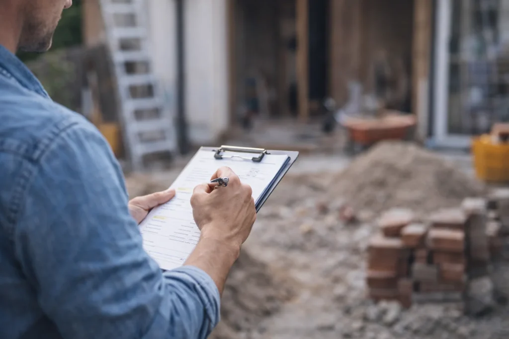 Aannemer bekijkt renovatieproject in Gorinchem met checklist en planning