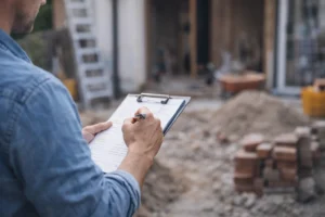 Aannemer bekijkt renovatieproject in Gorinchem met checklist en planning