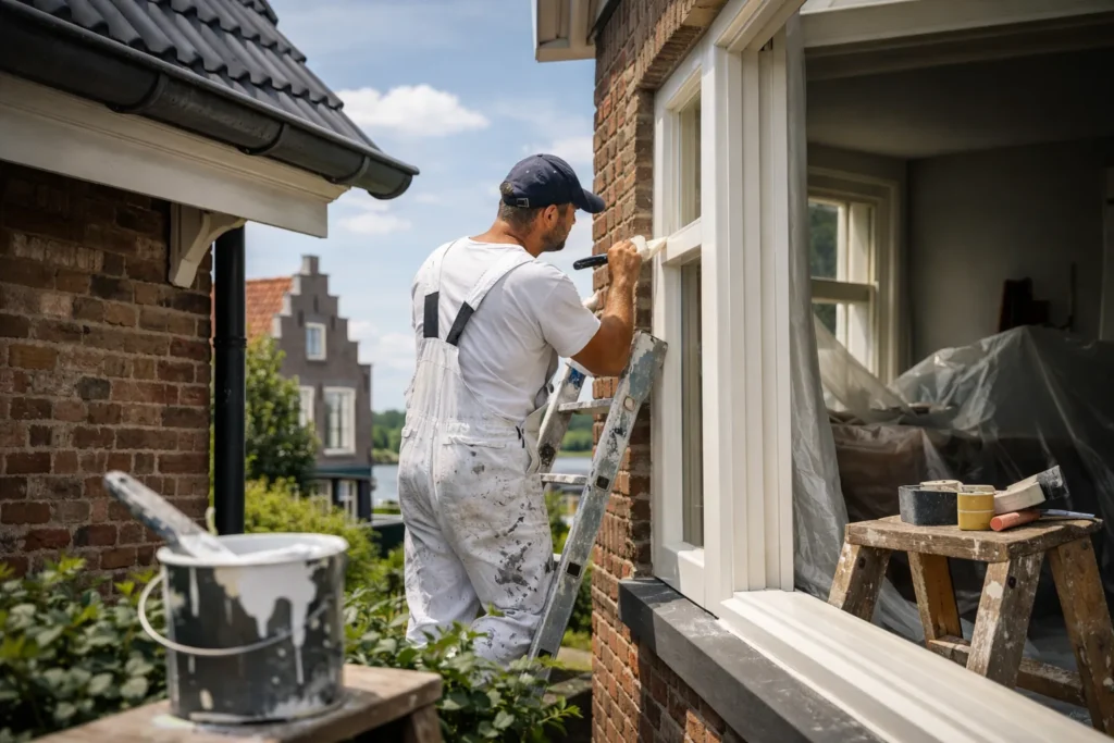 Professioneel schilderwerk in Gorinchem aan buitenkozijnen van een woning