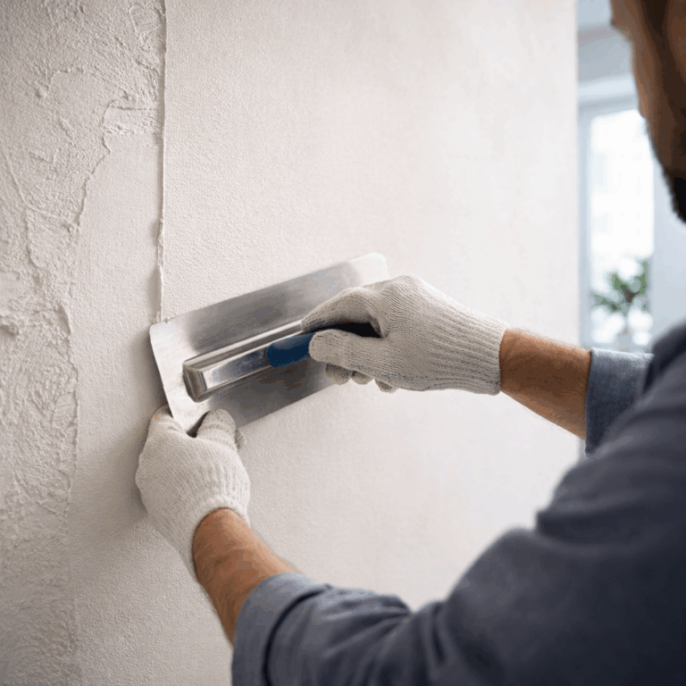 Stukadoor Gorinchem brengt strak stucwerk aan op een muur voor een nette afwerking