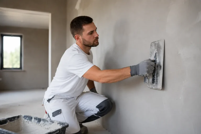 Stukadoor Gorinchem werkt aan een strakke muur in een woning