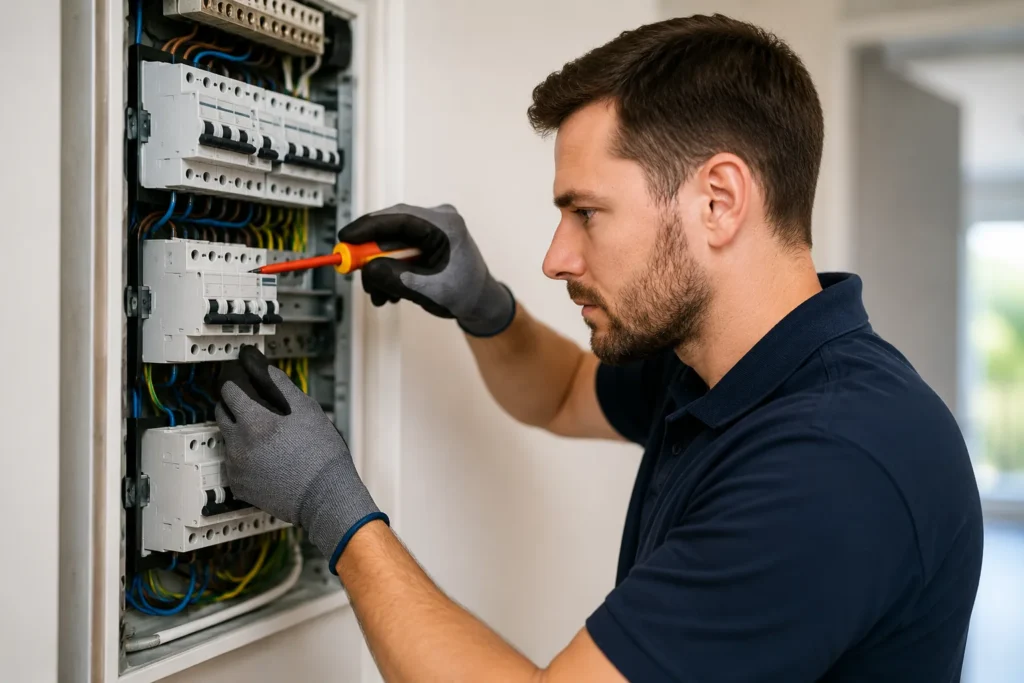 Elektricien Gorinchem werkt veilig aan een meterkast in huis