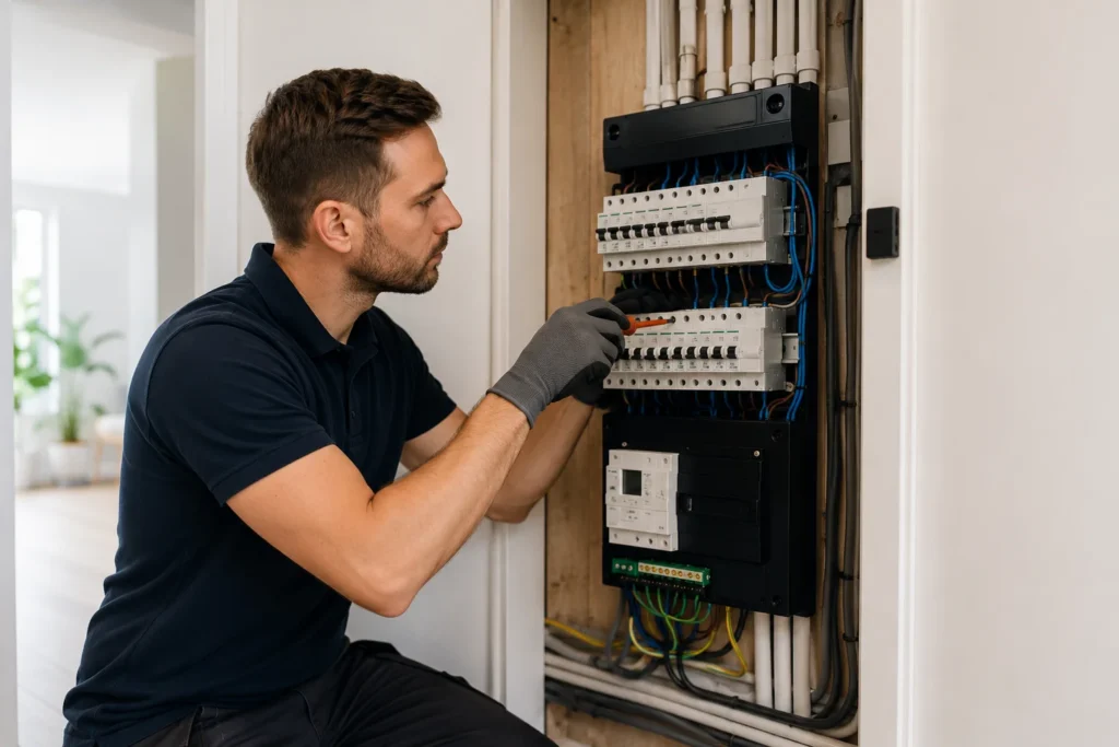Elektricien vervangt een meterkast voor een veilige en toekomstbestendige elektrische installatie in Gorinchem