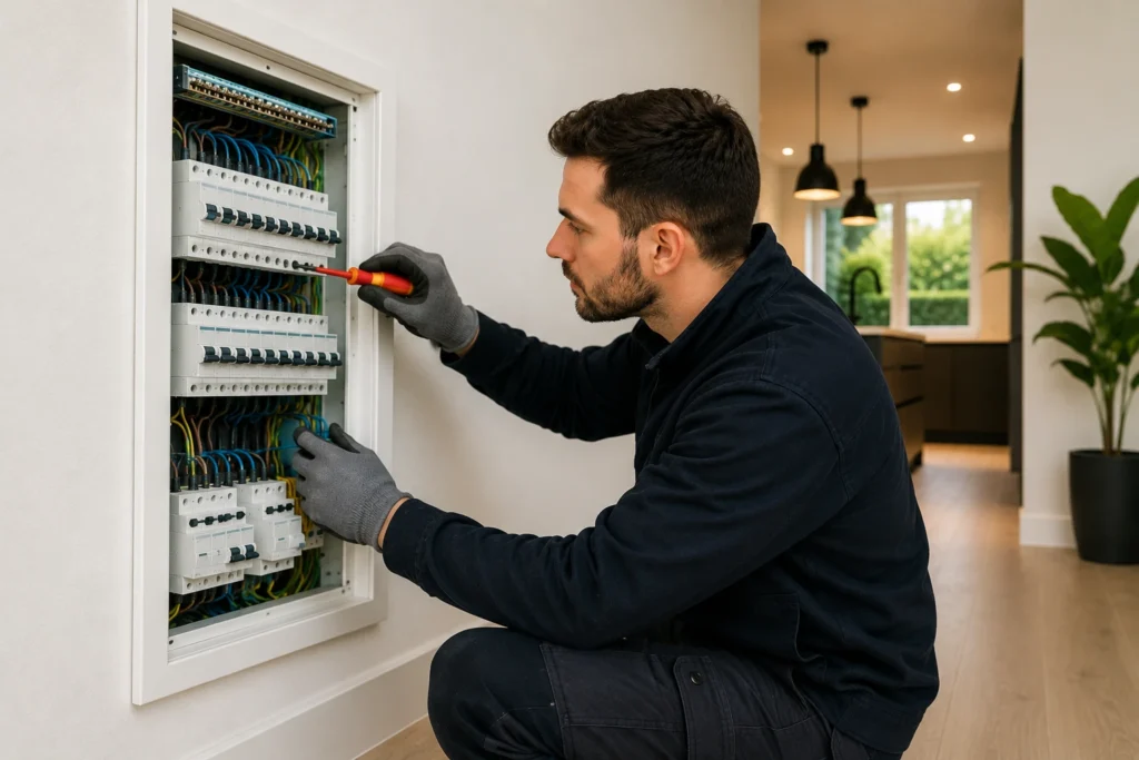 Elektricien Gorinchem werkt aan een moderne meterkast voor veilige elektra