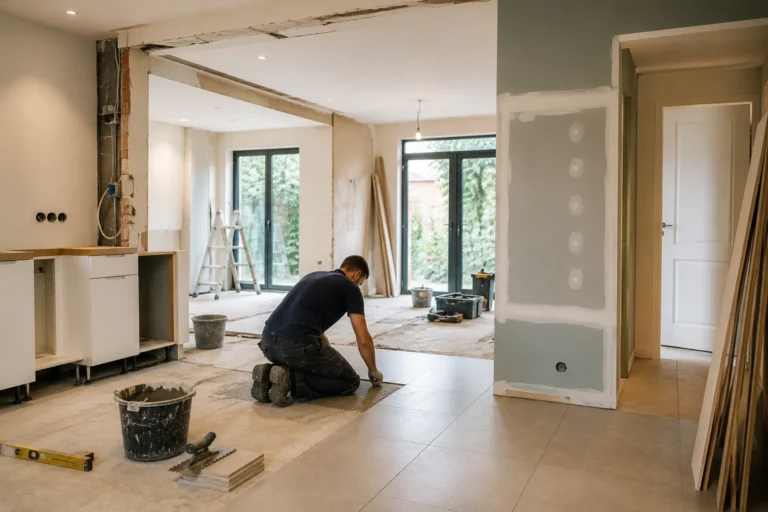 Vakman voert een woningrenovatie uit in een woning in Gorinchem