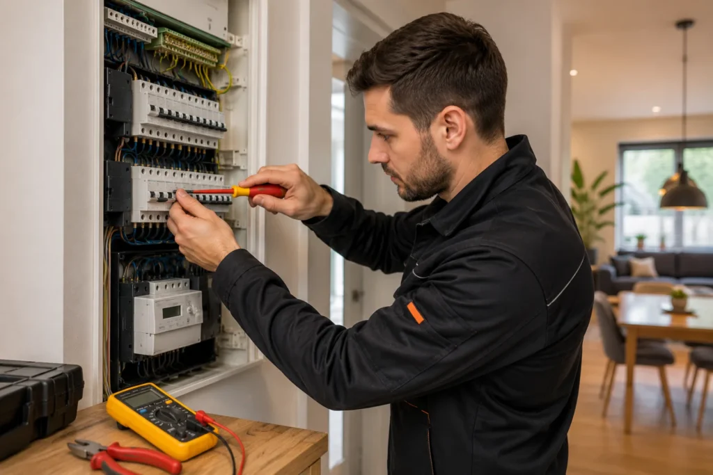 Elektricien Gorinchem controleert de meterkast en elektrische installatie in een woning.