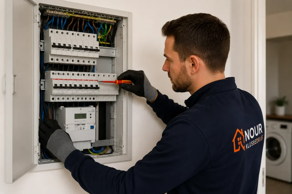 Elektricien bezig met meterkast vervangen Gorinchem in een moderne woning